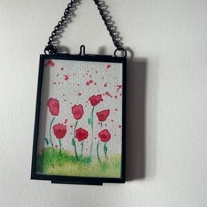 Floral Watercolor Art in Black Frame